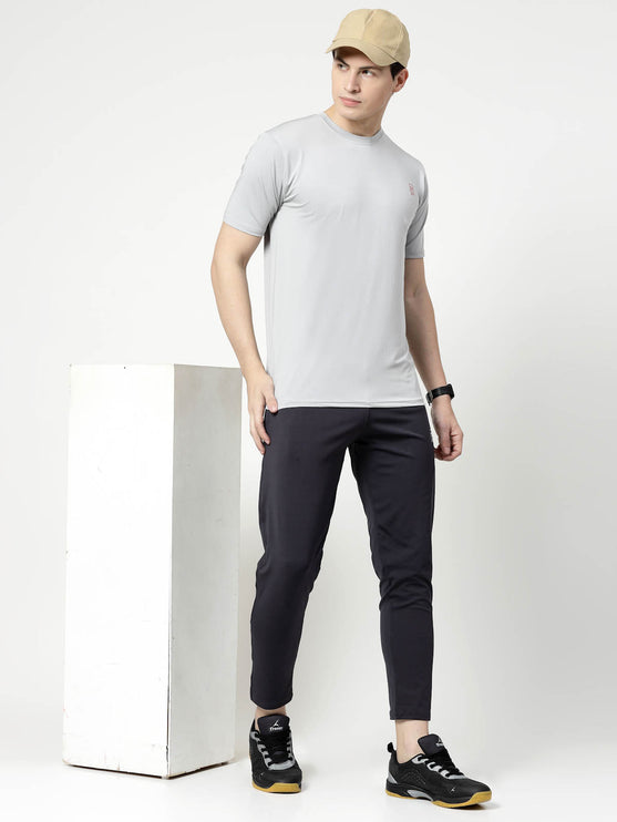 Men Solid Grey Activewear Track Pants