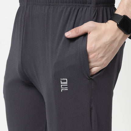 Men Solid Grey Activewear Track Pants