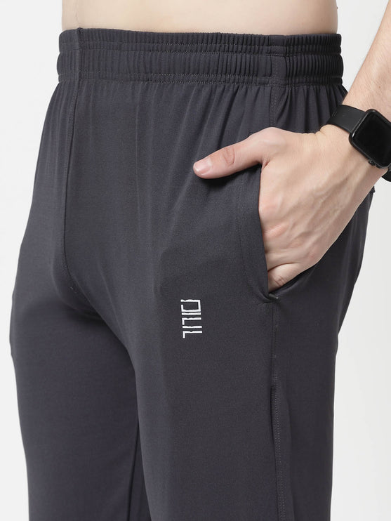 Men Solid Grey Activewear Track Pants