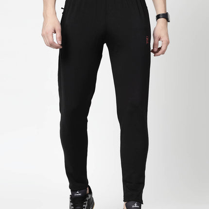 Men Solid Black Activewear Track Pants