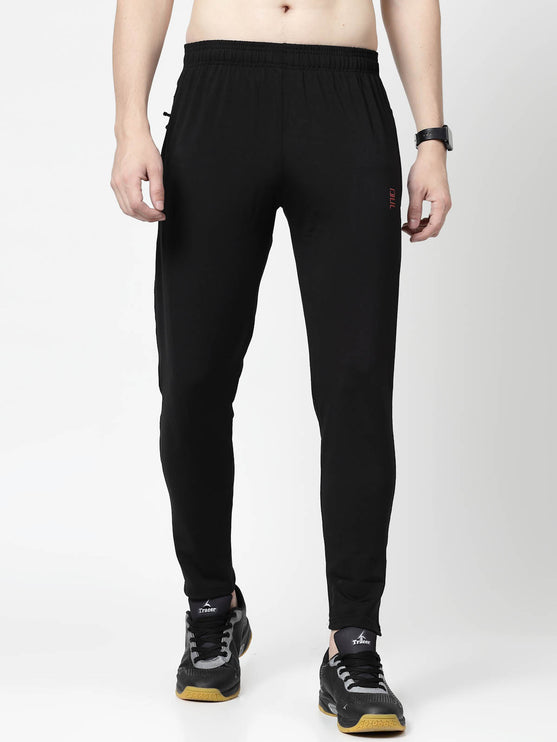 Men Solid Black Activewear Track Pants