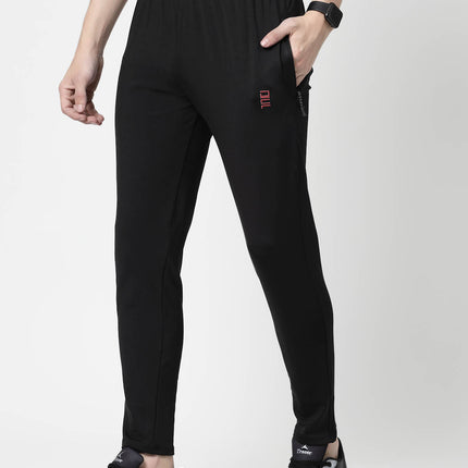 Men Solid Black Activewear Track Pants