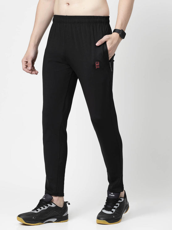 Men Solid Black Activewear Track Pants