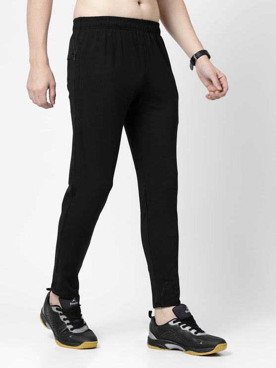 Men Solid Black Activewear Track Pants