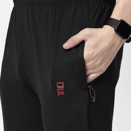 Men Solid Black Activewear Track Pants