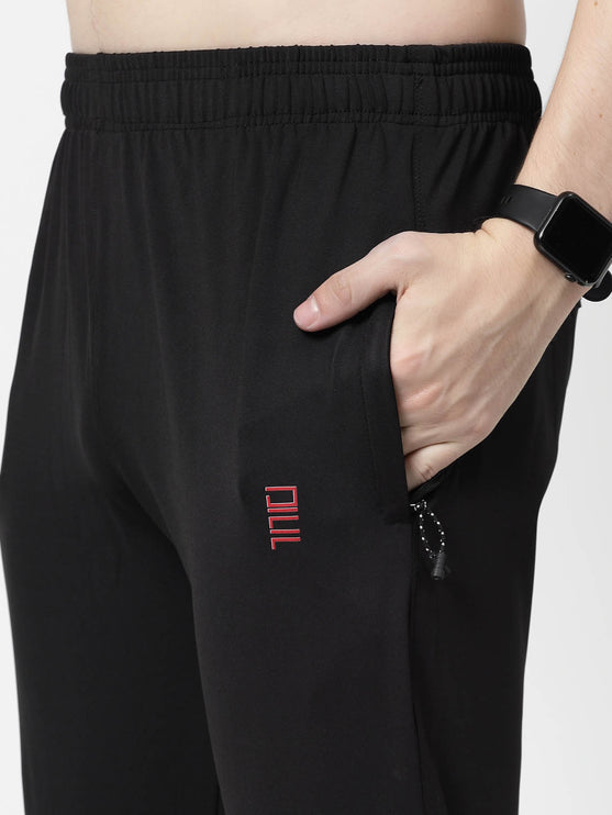 Men Solid Black Activewear Track Pants