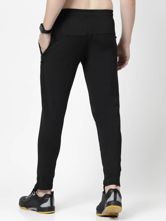 Men Solid Black Activewear Track Pants