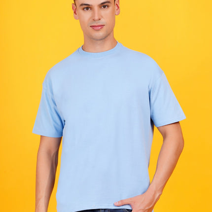SOLIDS: HEAVY GSM SKY BLUE DROP SHOULDER T-SHIRT