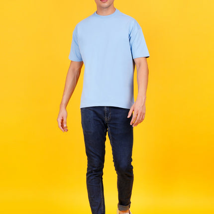 SOLIDS: HEAVY GSM SKY BLUE DROP SHOULDER T-SHIRT