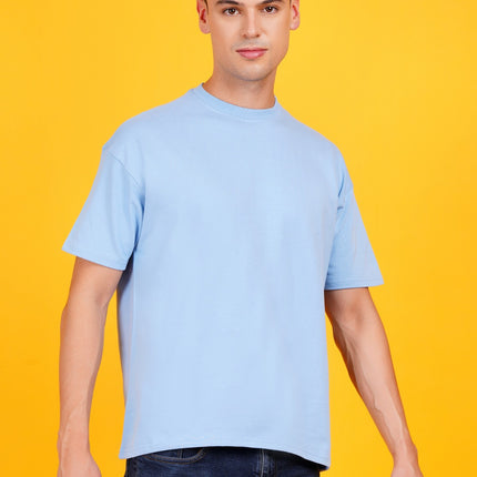 SOLIDS: HEAVY GSM SKY BLUE DROP SHOULDER T-SHIRT