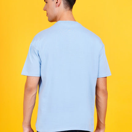 SOLIDS: HEAVY GSM SKY BLUE DROP SHOULDER T-SHIRT