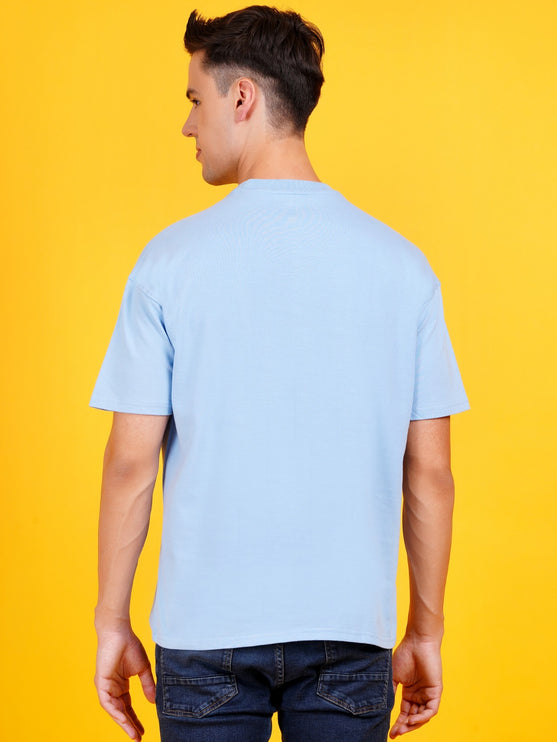 SOLIDS: HEAVY GSM SKY BLUE DROP SHOULDER T-SHIRT