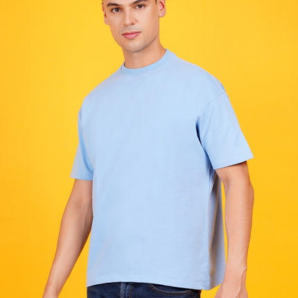 SOLIDS: HEAVY GSM SKY BLUE DROP SHOULDER T-SHIRT