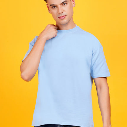 SOLIDS: HEAVY GSM SKY BLUE DROP SHOULDER T-SHIRT