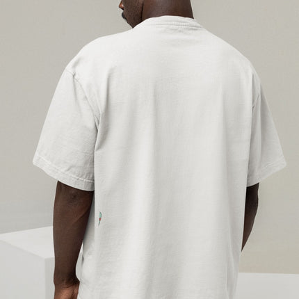 Men Solid Drop Shoulder (Oversized) Round Neck Cotton Blend White T-Shirt