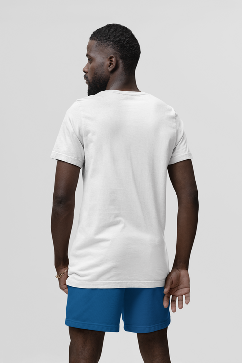 Men Solid Round Neck Pure Cotton White T-Shirt