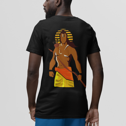 Men "Shree Ram" Back Printed Round Neck Pure Cotton Black T-Shirt