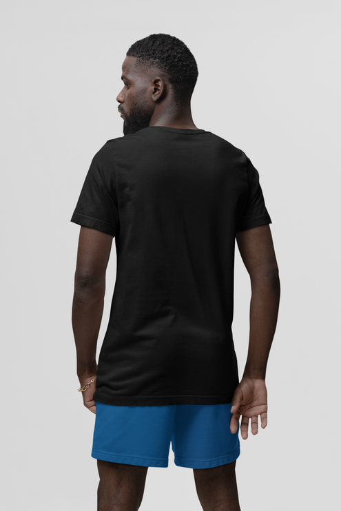 Men Solid Round Neck Pure Cotton Black T-Shirt