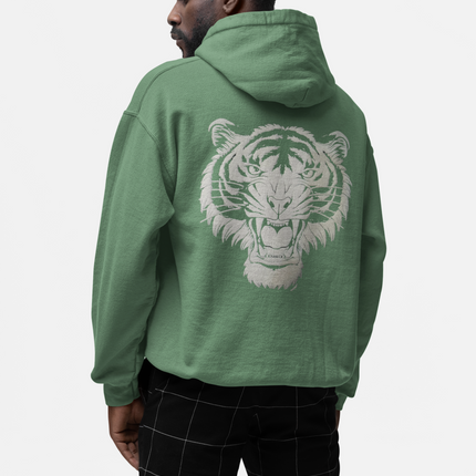 Men Full Sleeve Animal Print Pista Green Hoodies