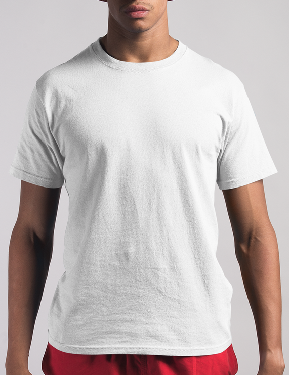 Men Solid Round Neck Pure Cotton White T-Shirt