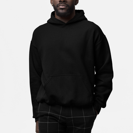 Men Full Sleeve Solid Black Cotton Hoodies