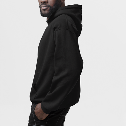 Men Full Sleeve Solid Black Cotton Hoodies